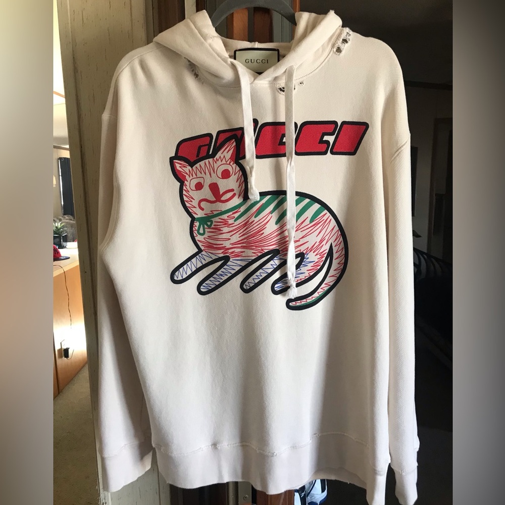 Gucci distressed Cat hoodie XL